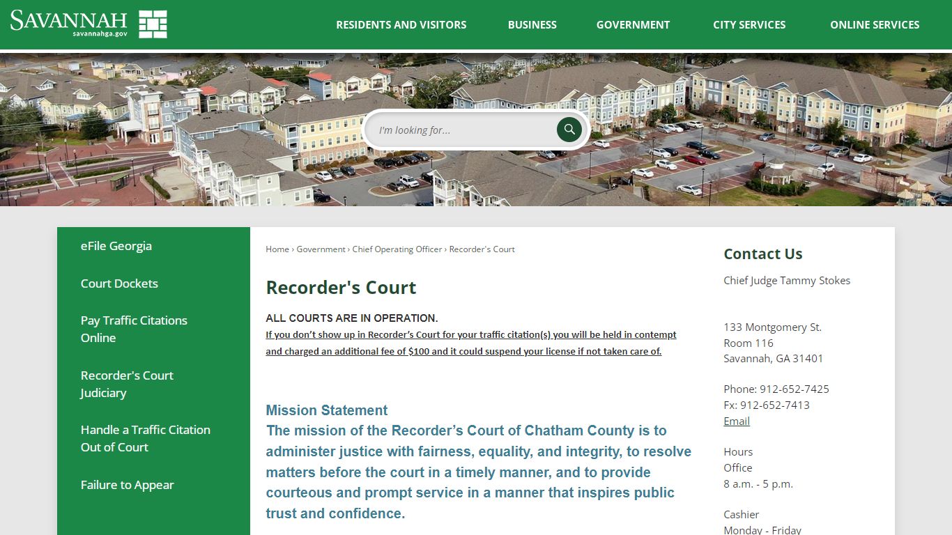 Recorder's Court | Savannah, GA - Official Website